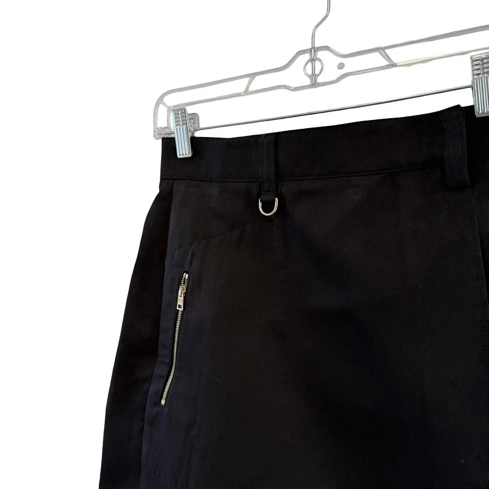 Tory Burch Wrap Skirt Womens 0 Black A-Line Zip Pocket D-Ring Gold Hardware‎ Y2K